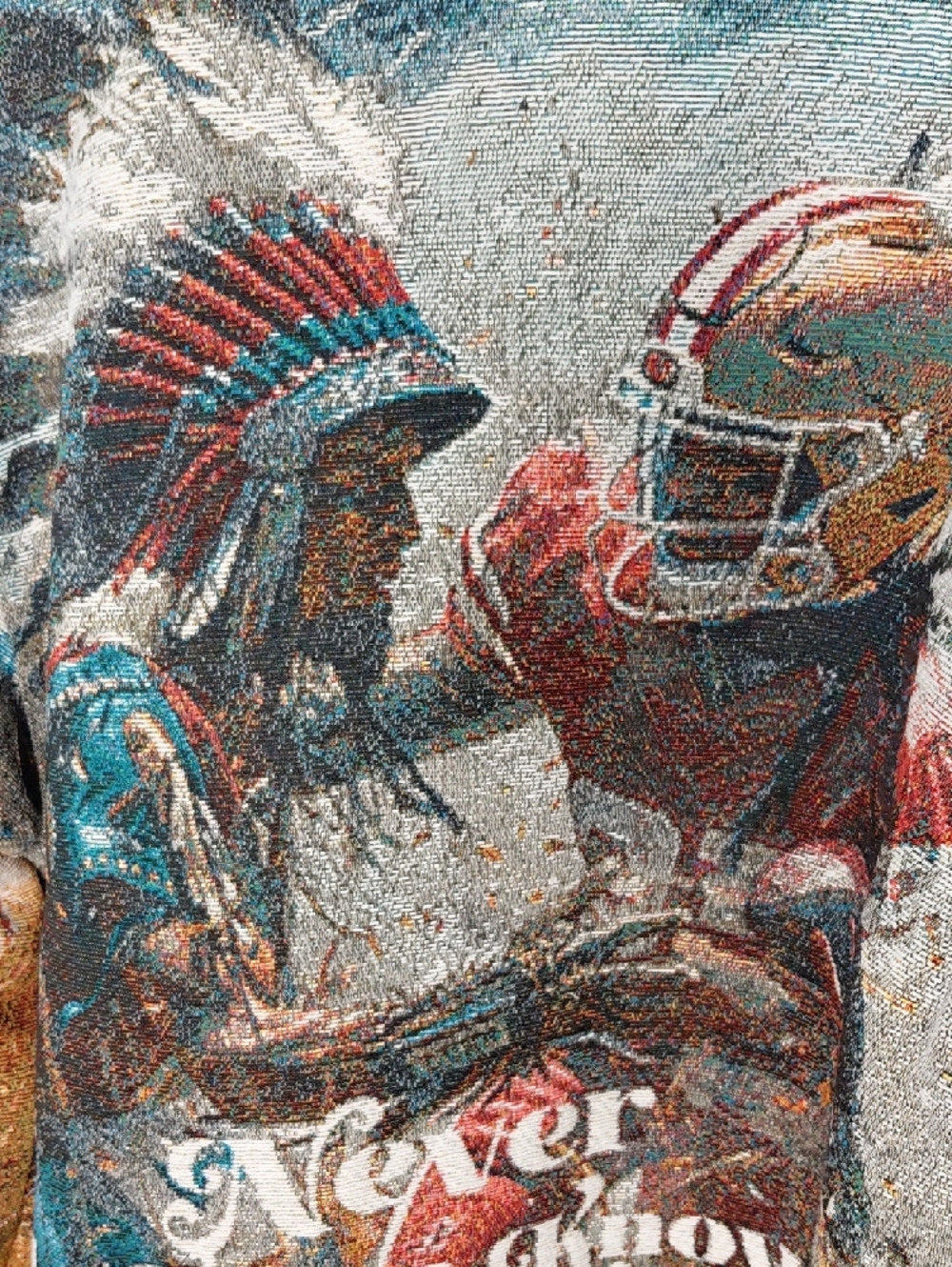 Majestic Multicolor Graphic Football Knit Jacket - Picture 11 of 11